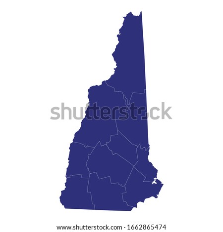 High Quality map of New Hampshire is a state of United States of America with borders of the counties