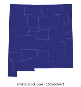 High Quality map of New Mexico is a state of United States of America with borders of the counties
