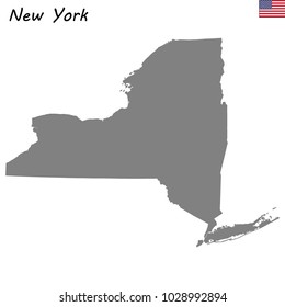 High Quality map of New York is a state of United States