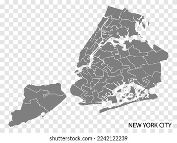 High Quality Map von New York City ist eine Stadt USA, mit Grenzen der Regionen. Map New York City für Ihre Website Design, App, UI. EPS10.