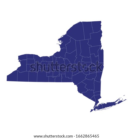 High Quality map of New York is a state of United States of America with borders of the counties
