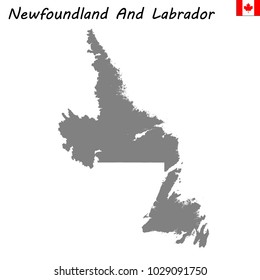 High Quality map of Newfoundland and Labrador is a province of Canada