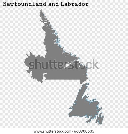 High Quality map of Newfoundland and Labrador is a province of Canada