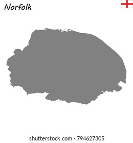 High Quality map of Norfolk is a ceremonial county of England