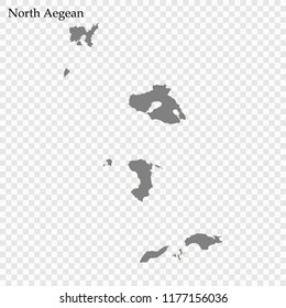 High Quality map of North Aegean is a region of Greece, with borders of the regional units