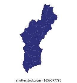 High Quality map of North Hamgyong is a province of North Korea, with borders of the counties