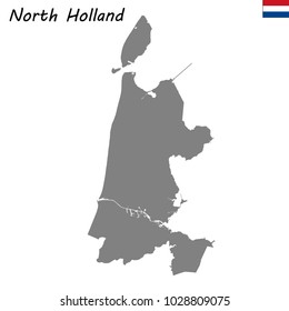 High Quality map of North Holland is a province of Netherlands