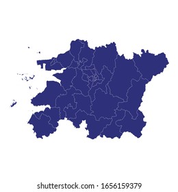 High Quality map of North Jeolla province is a region of South Korea, with borders of the counties