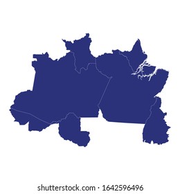 High Quality map North region of Brazil, with borders of the states