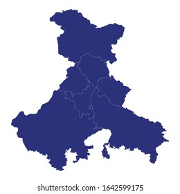 High Quality map North region of India, with borders of the states