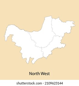 High Quality map of North West is a region of South Africa, with borders of the districts