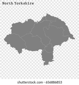 High Quality map of North Yorkshire is a ceremonial county of England, with borders of the counties svg