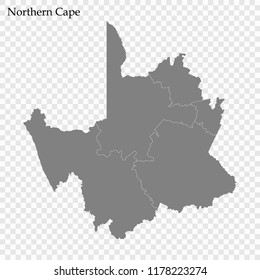 High Quality map of Northern Cape is a province of South Africa, with borders of the districts