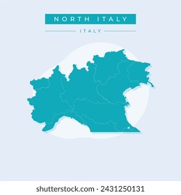 High Quality map of Northern Italy is a region of Italy, with borders of the provinces