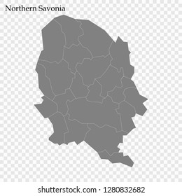 High Quality map of Northern Savonia Region of Finland, with borders of municipality