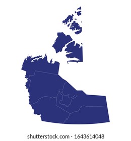 High Quality map of Northwest Territories is a province of Canada, with borders of the counties