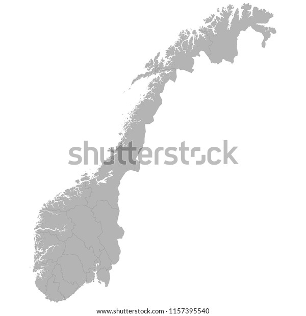 High Quality Map Norway Borders Regions Stock Vector (Royalty Free ...