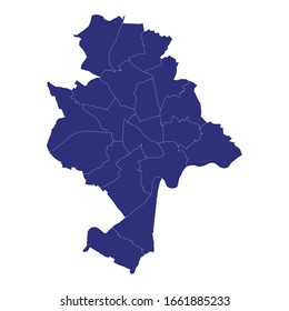 Mapa de alta calidad de Nottingham es una ciudad de Inglaterra, con las fronteras de los distritos