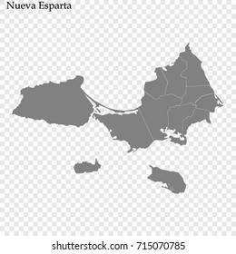 High Quality map of Nueva Esparta is a state of Venezuela, with borders of the municipalities