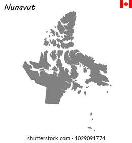 High Quality map of Nunavut is a province of Canada