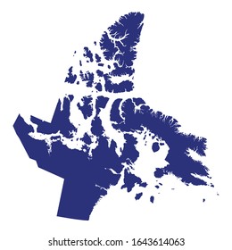 High Quality map of Nunavut is a province of Canada, with borders of the counties