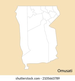High Quality map of Omusati is a region of Namibia, with borders of the districts