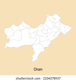 High Quality map of Oran is a province of Algeria, with borders of the districts