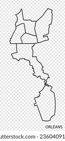 High Quality map of Orleans is a city  The France, with borders of the districts. Map Orléans of Centre-Val de Loire your web site design, app, UI. EPS10.