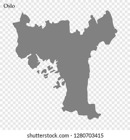 High Quality map of Oslo County of Norway, with borders of municipality