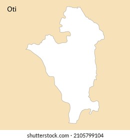 Die Hochqualitätskarte von Oti ist eine Region Ghanas mit Grenzen der Bezirke
