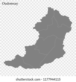 High Quality map of Oudomxay is a province of Laos, with borders of the districts