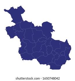 High Quality map of Overijssel is a province of Netherlands, with borders of the Municipalities