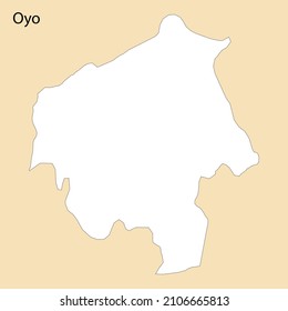 Mapa de alta calidad de Oyo es una región de Nigeria, con fronteras de distritos