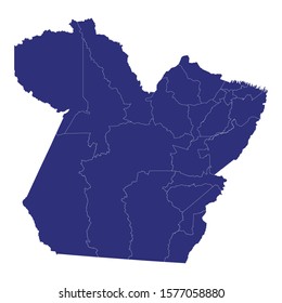 High Quality map of Para is a state of Brazil, with borders of the municipalities