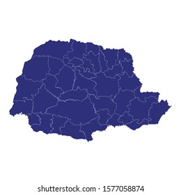 High Quality map of Parana is a state of Brazil, with borders of the municipalities