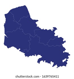 High Quality map of Pas-de-Calais is a department of France, with borders of the arrondissement