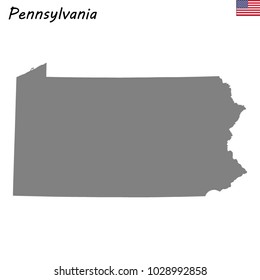 High Quality map of Pennsylvania is a state of United States