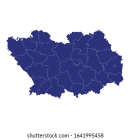 High Quality map of Penza Oblast is a region of Russia with borders of the districts