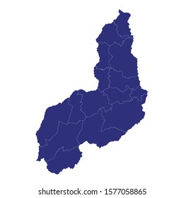 High Quality map of Piaui is a state of Brazil, with borders of the municipalities