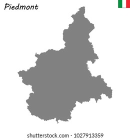 High Quality map of Piedmont is a region of Italy