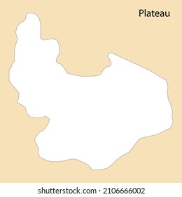 High Quality map of Plateau is a region of Nigeria, with borders of the districts