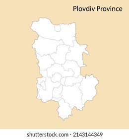 Mapa de alta calidad de Plovdiv es una provincia de Bulgaria, con fronteras de los distritos