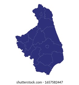 High Quality map of Podlaskie is a Voivodeship of Poland with borders of the powiats