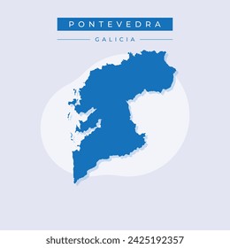 High Quality map of Pontevedra is a province of Spain, with borders of the municipalities