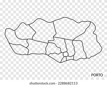 High Quality map of Porto is a city of Portugal, with borders of the regions. Map municipalities of Porto for your web site design, app, UI. EPS10.