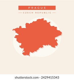 High Quality map of Prague is a city of Czech Republic, with borders of the regions