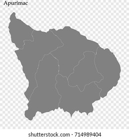 High Quality map of Apurímac is a province of Peru, with borders of the provinces