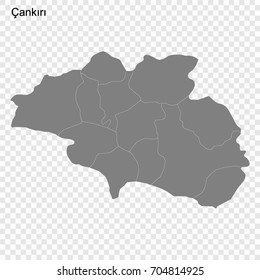 High Quality map of Çankiri is a province of Turkey, with borders of the Districts