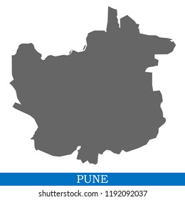 Mapa de alta calidad de Pune es una ciudad de India, con fronteras con distritos