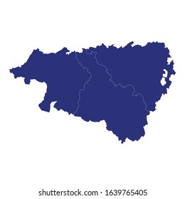 High Quality map of Pyrenees-Atlantiques is a department of France, with borders of the arrondissement